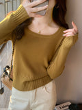 U Neck Women Autumn Winter Sweaters Slim Knitted Pullovers Soft Warm Solid Jumper Female Sweater Casual Knitwear Jersey Top-Outfit