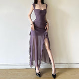Fongt 2024 New Women's Sexy Hot Girl With Slit Hip Long Dress-Outfit