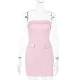 Strapless Pink Bodycon Suit Mini Dress-Outfit