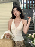 Fongt Xixi 2025 Spring And Summer New Golden Wind Pure Temperament With Knitted Bottom Slings Vest Women 25133