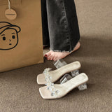 Fongt Summer New Crystal And Transparent Sandals Women Wear High Heels Slippers With Cool Drag Skirt