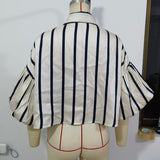Fongt Short Top 2025 Spring New Five-Point Sleeve Bubble Bubble Sleeve Loose Stripe Small Shirt