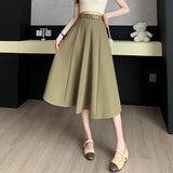Skirt Female 2024 New High Waist Suit Skirt Splsplicing Splicing Crotch Show Thin Long Skirt-Outfit