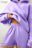 Suit Solid Casual Tracksuit Women Fleece 2 Pieces Set Winter Spring Sports Warm Sweatshirts Pullover Sweatpants