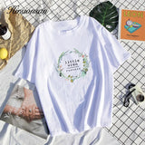 Women T Shirt Harajuku Elastic Short-sleeve 100% Cotton Soft Shirts Korean Ins Print Chic Top Plus Size Female