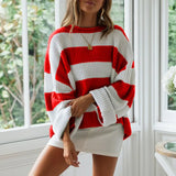 Fongt Women's Clothing In The Autumn And Winter Of 2025, The New Women's Sweater Round-Necked Striped Knitted Shirt