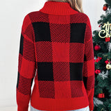 Fongt Autumn And Winter Casual Lattice Lantern Long-Sleeved Turtleneck Sweater Women's Christmas