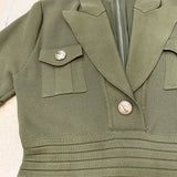 STREET Newest 2022 Designer Runway Fashion Women's Short Sleeve Notched Collar Lion Buttons Knitted