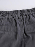 Washed Pocket Solid Cargo Pants-Outfit