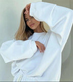 Cotton Sets Women 2020 New Autumn Casual Two Pieces Loose Tops and Short Pants Outfits Solid Tracksuit
