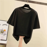 Tee Shirt Summer short sleeve loose Solid color Basic T Shirt Women Casual O-neck 90s Tops Korean black White