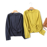Summer Casual Lazy Wind Relaxing V-Collar Long-Sleeved Shirt-Outfit