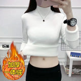 Thicken Sweater Womens Casual Warm Velvet Lined Big Size 4xl Knit Pullover Half Turtleneck Poleras Soft Knitwear