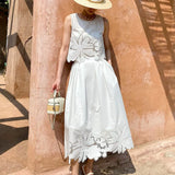 Fongt French Hollow Top Embroidered Half-Dress Girl's Famous Lady Small Fragrant White Suit Shenzhen South Oil Women's
