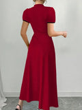 Fongt Elegant Bubbles, Ramming Color, Button-Sleeved Dress