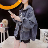 Fongt 2024 New Versatile Korean Version Loose Foreign Style Lazy Wind Design Sense Denim Coat Female-Outfit