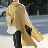 Fongt Autumn And Winter New Women's Long Sleeve Turtleneck Sweater Knit Jumper Loose