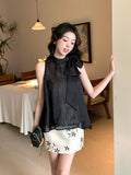 Fongt Xixi 2025 Summer New Korean Version Of The Temperament With Chiffon Sleeveless Shirt Women's Top 89338