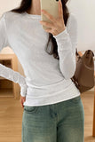 Color Long-Sleeved T-Shirt Women's Spring And Autumn 2024 New Slim And Thin Bottomed Shirt With Round Collar And Thin Folded