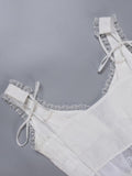 Lace Trim Ruffle Crop Tank Top-Outfit