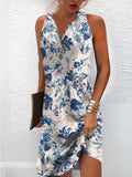 Fongt Summer Wish Casual Wind A-Shaped Dress Sleeveless Vest V-Neck Dress Woman