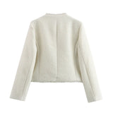 New Tricolor Bright Silk Textured Button Decoration Small Fragrant Wind Coat-Outfit