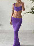 Crochet Knit Skirt Set-Outfit