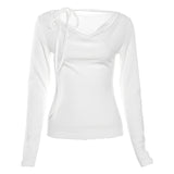 2024 Winter New Women's Solid Color Slimming Fashion Sexy V-Neck Long Sleeve Strap