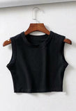 Yoga Solid Cropped Tank Top-Outfit