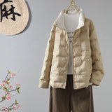 Autumn And Winter New Standing Collar Recreational White Duck Velvet Thin Pressure Glue Down Jacket Female Short Money Loose All-Match Coat Tide-Outfit