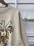 Tiger Graphic Print Sweatshirts Woman Summer Autumn Cotton Cozy Hoodies Casual Vintage Wild Rock Pullovers Tops 2023-Outfit