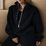Fongt Women's New Zipper Grab Fleece Sports Fashion Hoodie