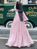 Fongt Fatmm Cake White Dress Autumn Big Umbrella Skirt Folded Tight Body Fat Long Skirt