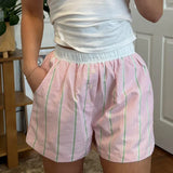 Button Splicing Striped Loose Pockets Basic Simple Casual Street Shorts New Summer 2024 Style-Outfit