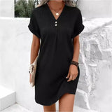 Fongt Women's 2025 New V Solid Color Coat Coat Comfortable Casual Button Dress