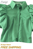 Short Puff Sleeve Blouse Women Korean Elegant Solid All Match Office Lady Casual Shirt 2023 Summer Fashion