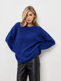 Fongt / Winter 2024 Round Collar Loose Long Sleeve Basic Casual Sweater
