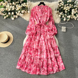 Fongt Fragile Chiffon Dress Women's Autumn Dress New Over-Knee Dress Gentle Wind-Float Mid-Floive Mid-Flouse Fairy Dress
