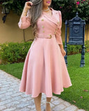 Fongt 2023 New Women's Jacket Lapel Pleated Belt Temperament Commuter