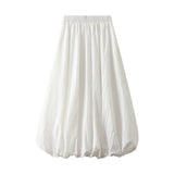 Fongt 2025 New High-Rise Thin Flower Thigh Lantern Skirt Mid-Length Skirt Women 0503