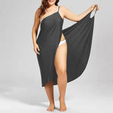 Fongt New Plus Size Dress Solid Color Sexy Sling Beach
