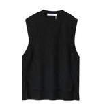 Knitted Sweater Vest Women Autumn Winter 2023 New Wool Vest Sleeveless Sweaters Pullover O Neck Solid Sweaters 16774 1028-1-Outfit