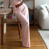 Solid Wrap Around Top And Drawstring Pants Set-Outfit