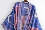 Fongt Autumn Women's New Human Cotton Positioning Water Printing Belt Kimono-Outfit