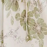 White Floral Print Ruffle Chiffon Dress Women's Round Neck Button A-line Elegant Casual Dress Drawstring Holiday