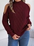 Shooting 2025 Autumn And Winter Leisure Flowers Shoulder Half High-Neck Long Sleeve Sweater Women's