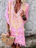 Bohemian Sexy V-neck Printed Tassel
