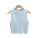 Fongt Summer New Top Sleeveless Short Knitted Vest Female C83614