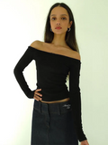 Off-Shoulder Long Sleeve Bow Top-Outfit