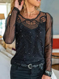 Daily Wear Cold Shoulder Sheer Mesh Lace